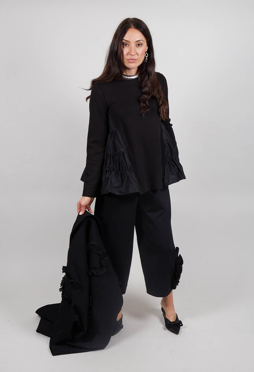 Boxy Peplum Style Top in Nero