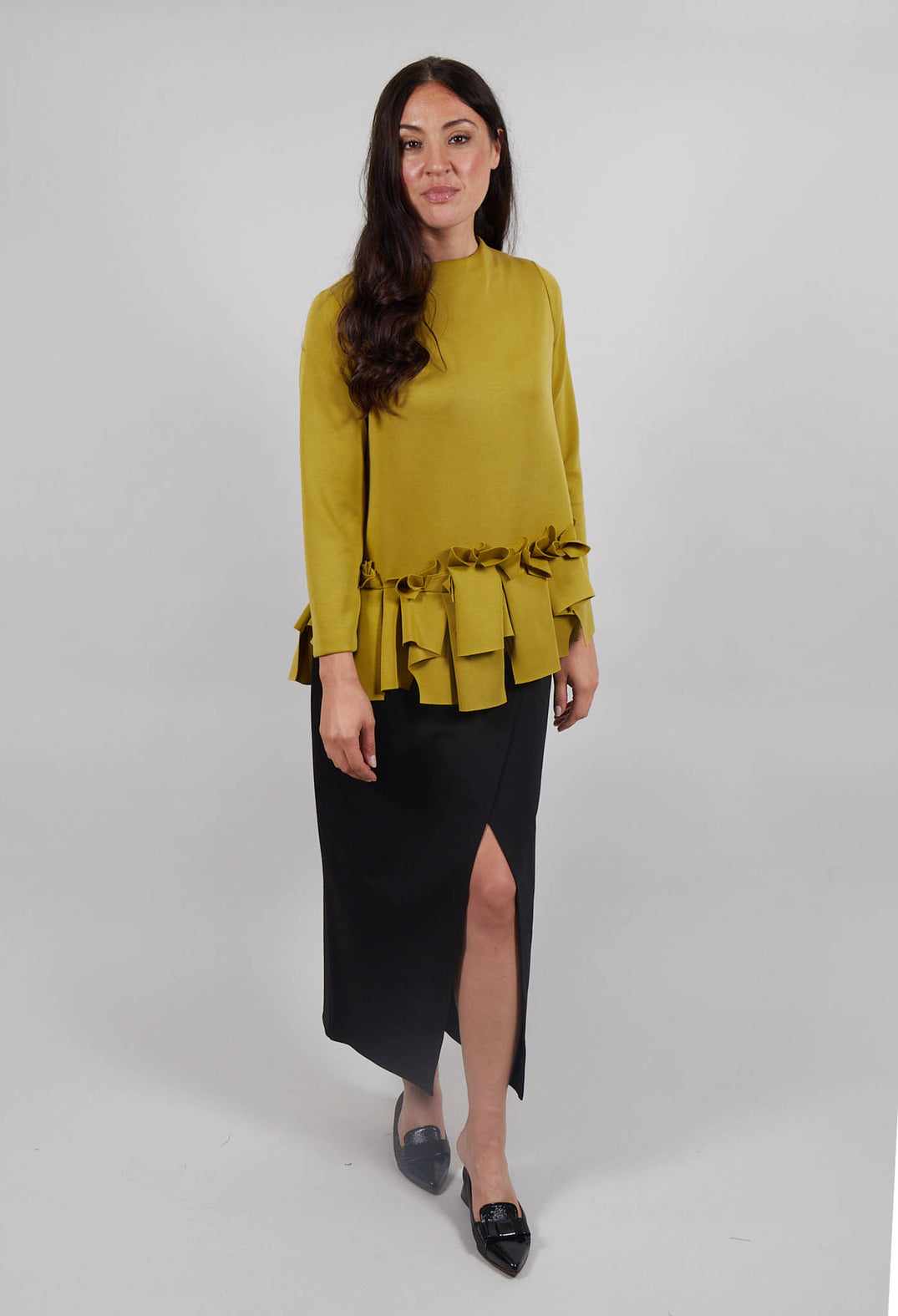 Ruffle Pleated Hem Top in Palma
