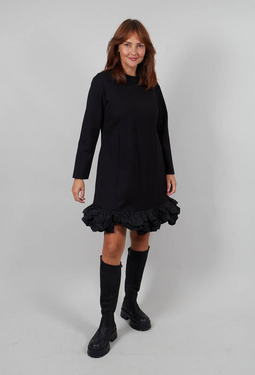 Ruffle Hem Dress in Nero