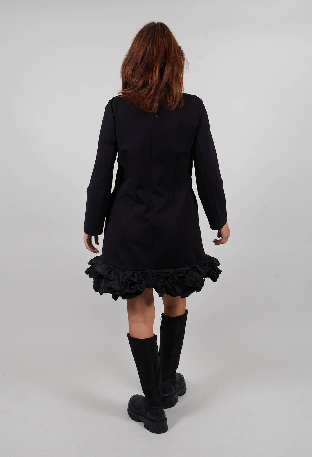 Ruffle Hem Dress in Nero
