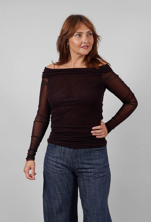 Bardot Style Top in Coffee