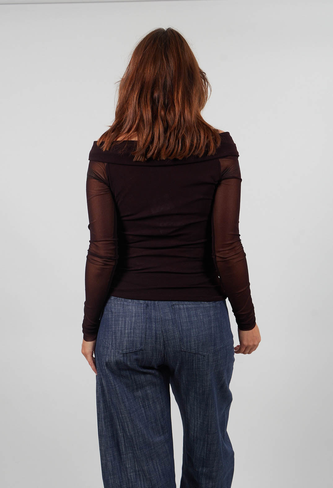 Bardot Style Top in Coffee