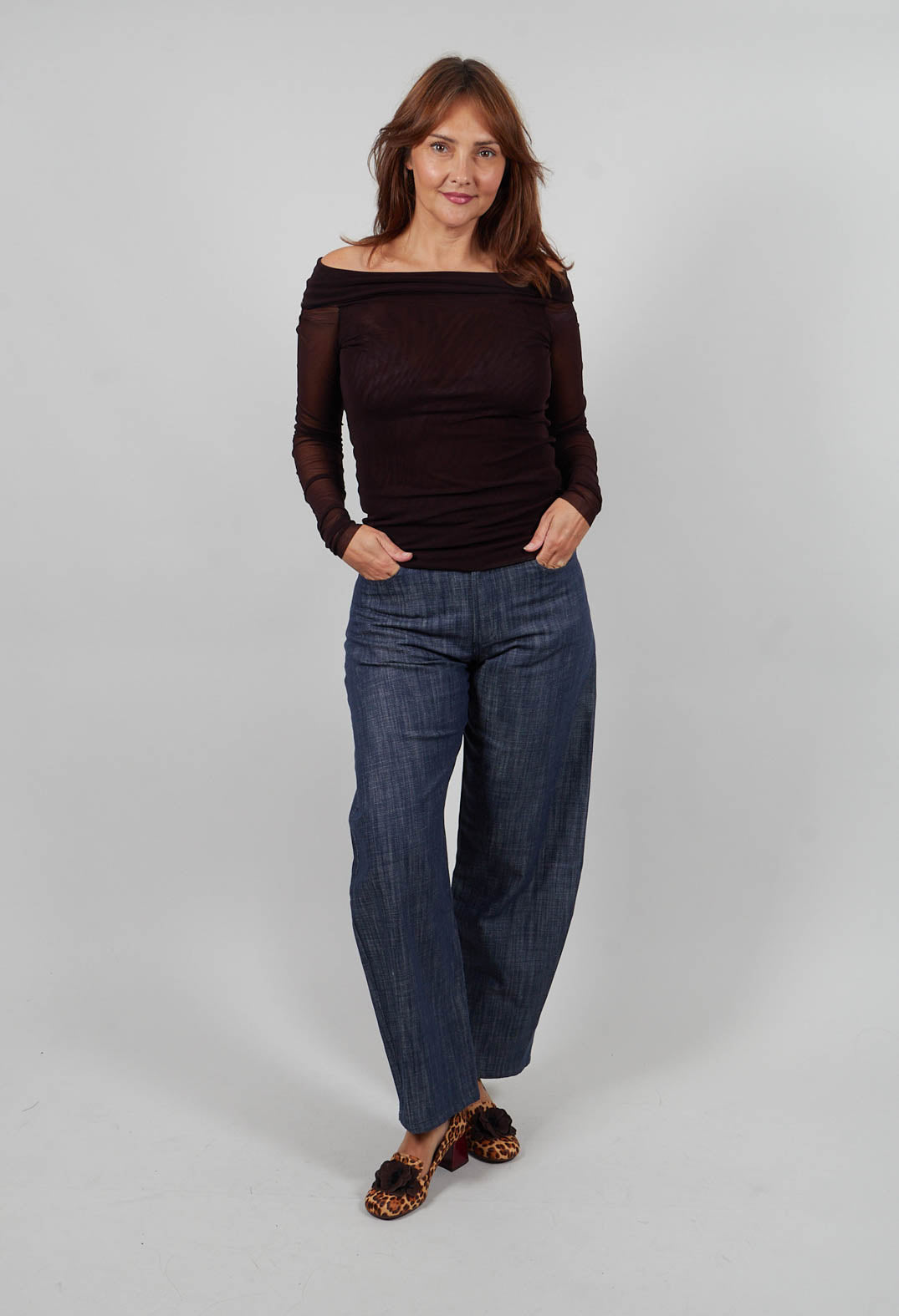 Bardot Style Top in Coffee