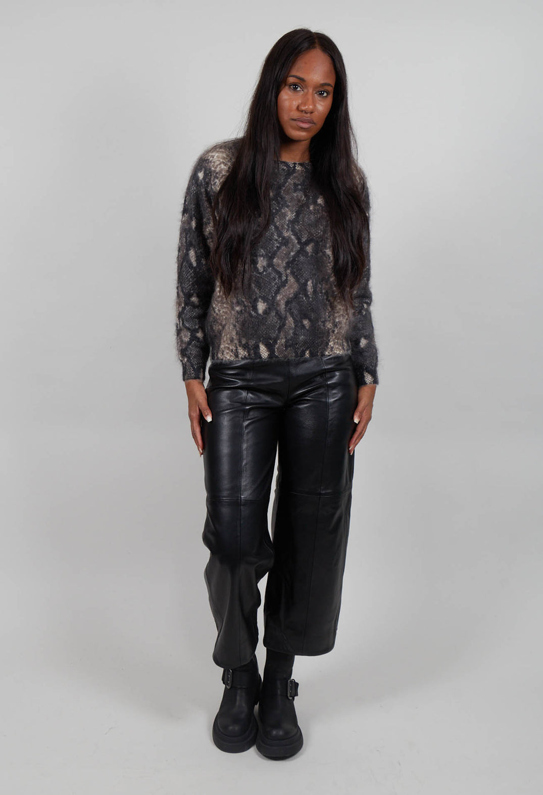 Crew Neck Jumper in Snake Print