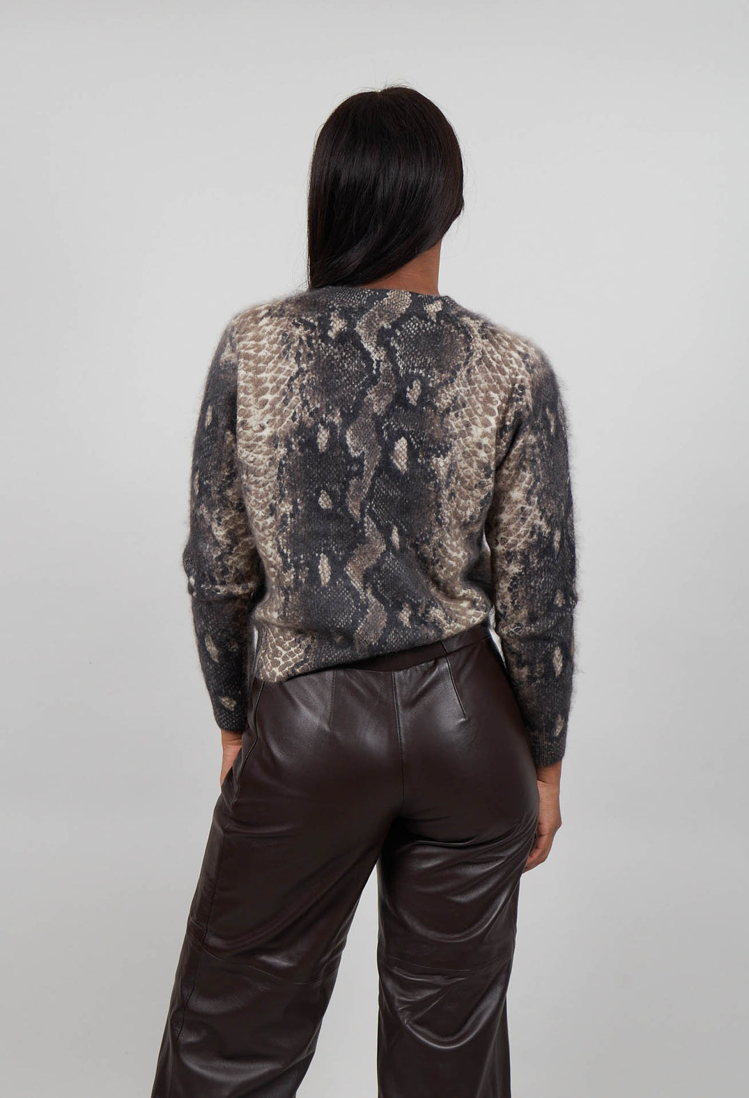 Brushed Cardigan in Snake Print
