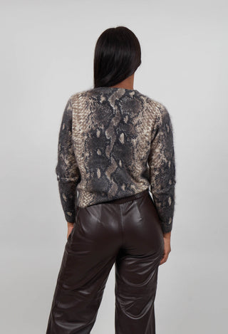 Brushed Cardigan in Snake Print