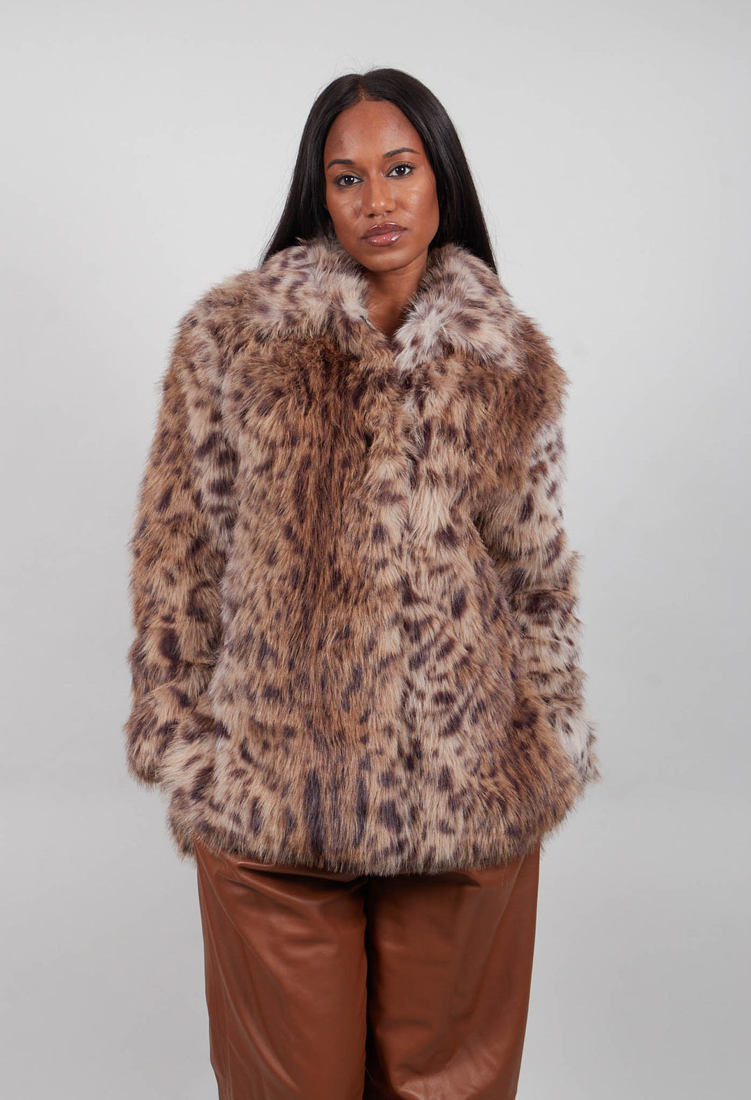 Micheal Faux Fur Coat in Lince
