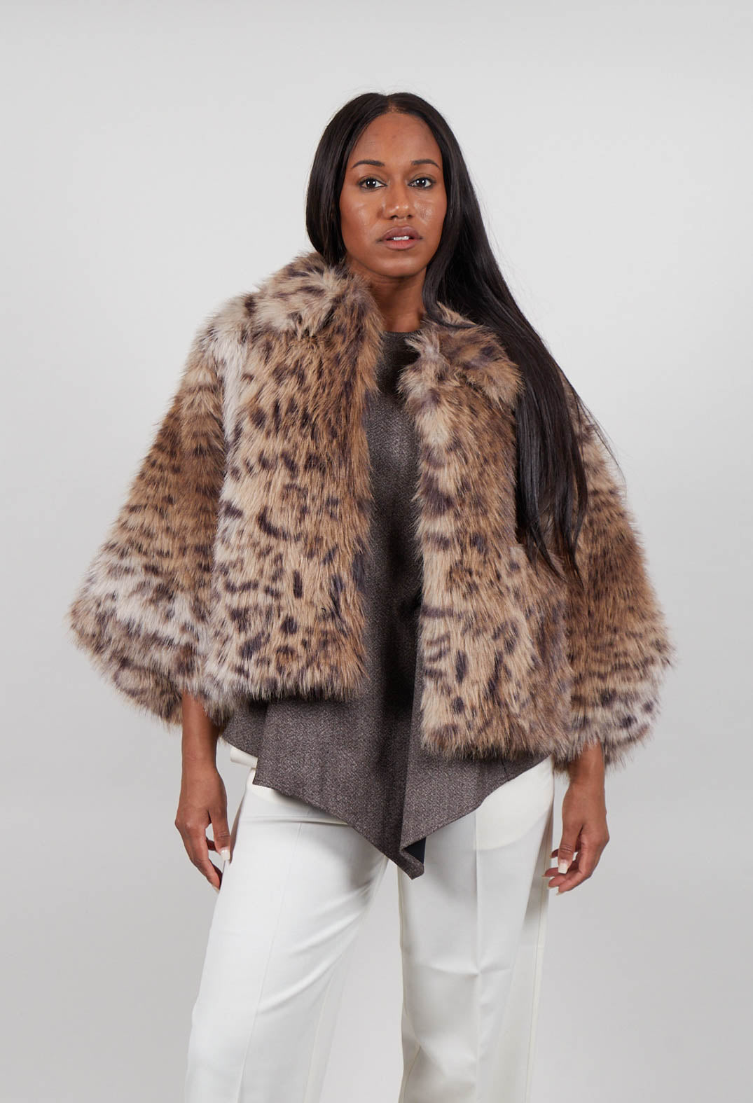 Marcel Faux Fur Coat in Lince