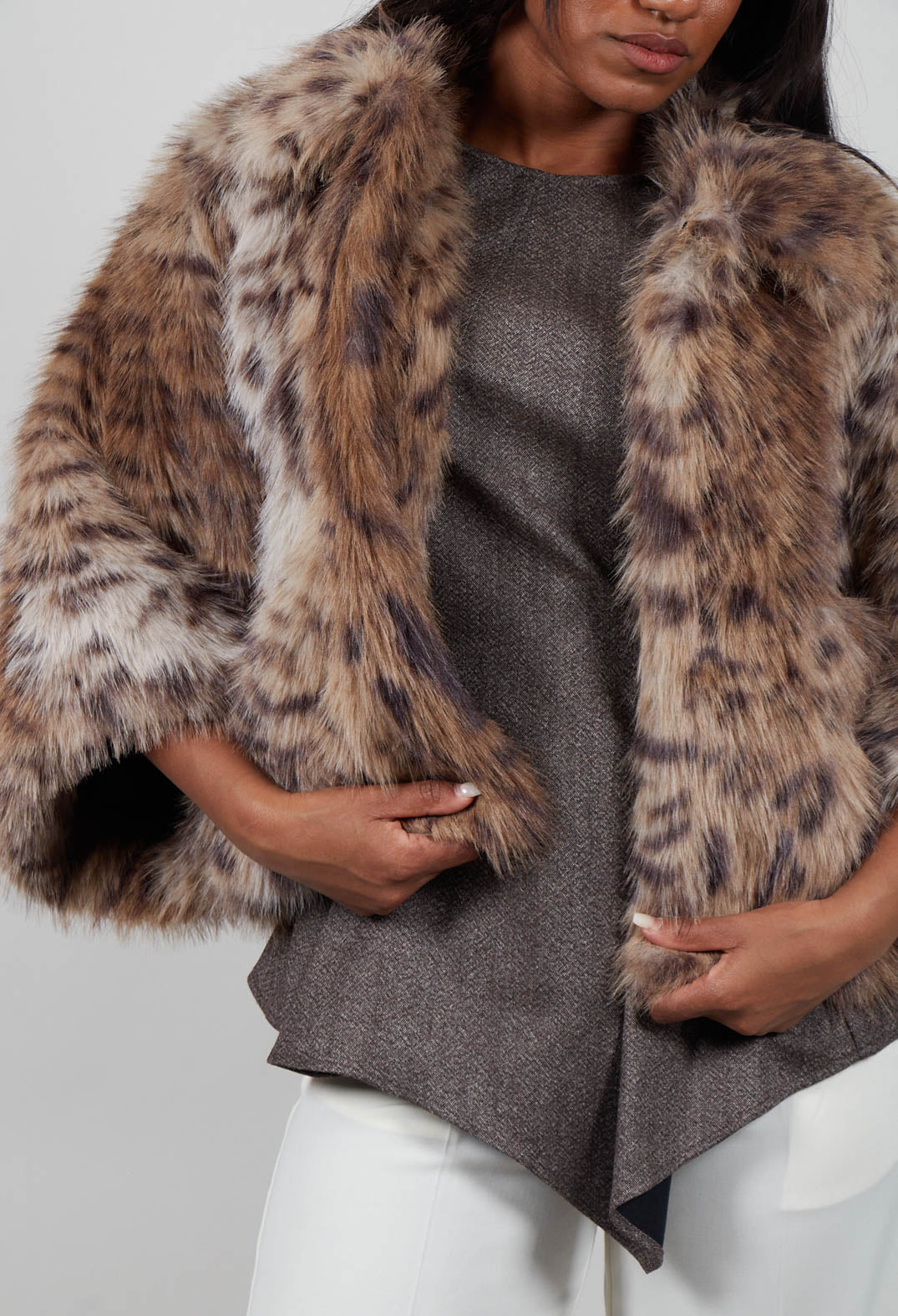 Marcel Faux Fur Coat in Lince