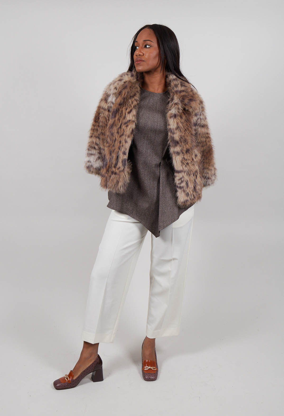 Marcel Faux Fur Coat in Lince