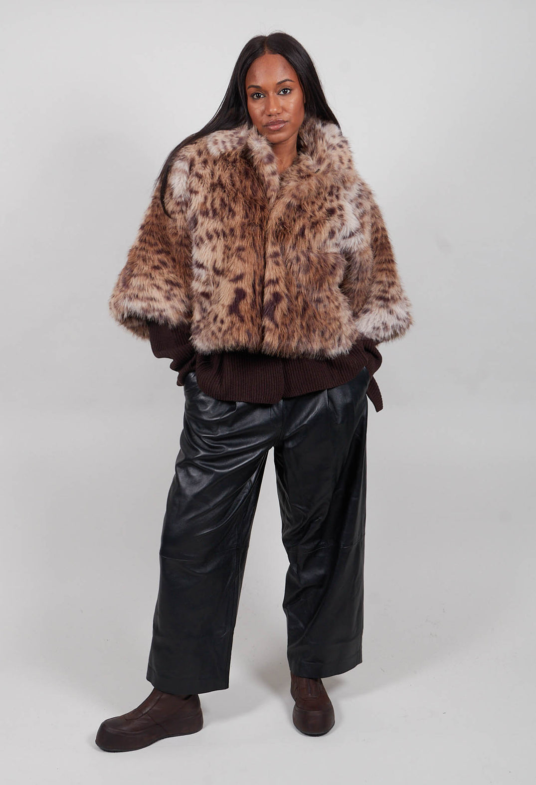 Marcel Faux Fur Coat in Lince