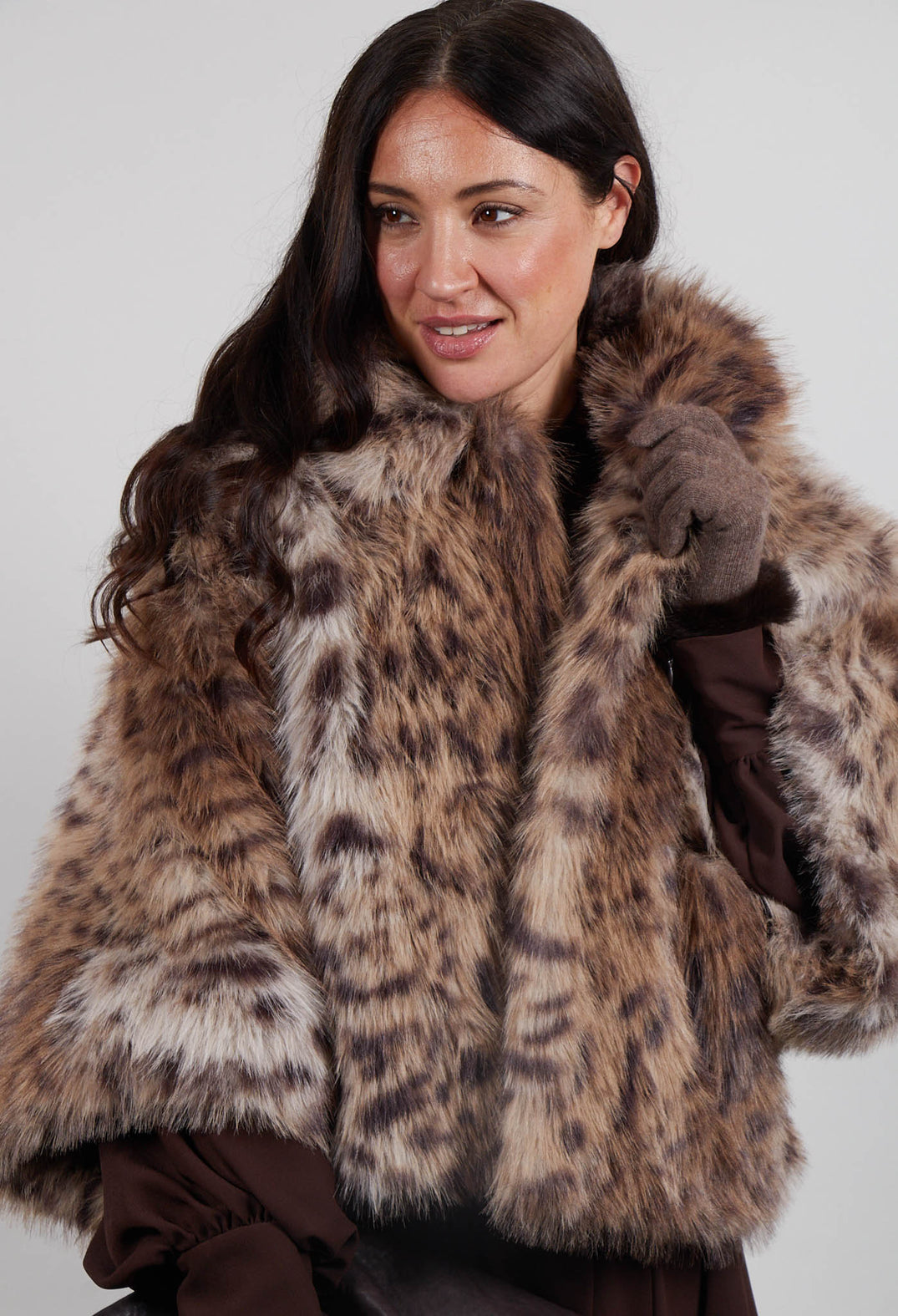 Marcel Faux Fur Coat in Lince