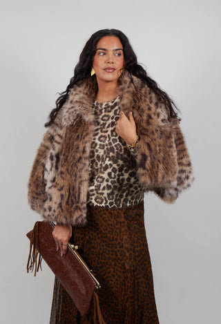 Marcel Faux Fur Coat in Lince