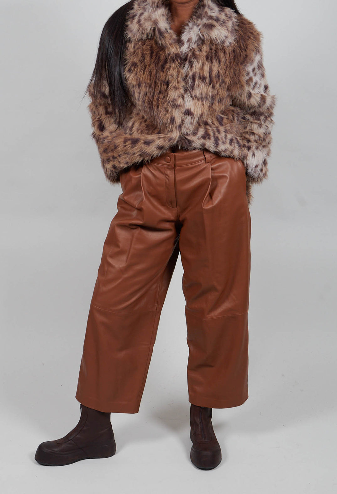 Maxim Leather Trousers in Natural Mahogany