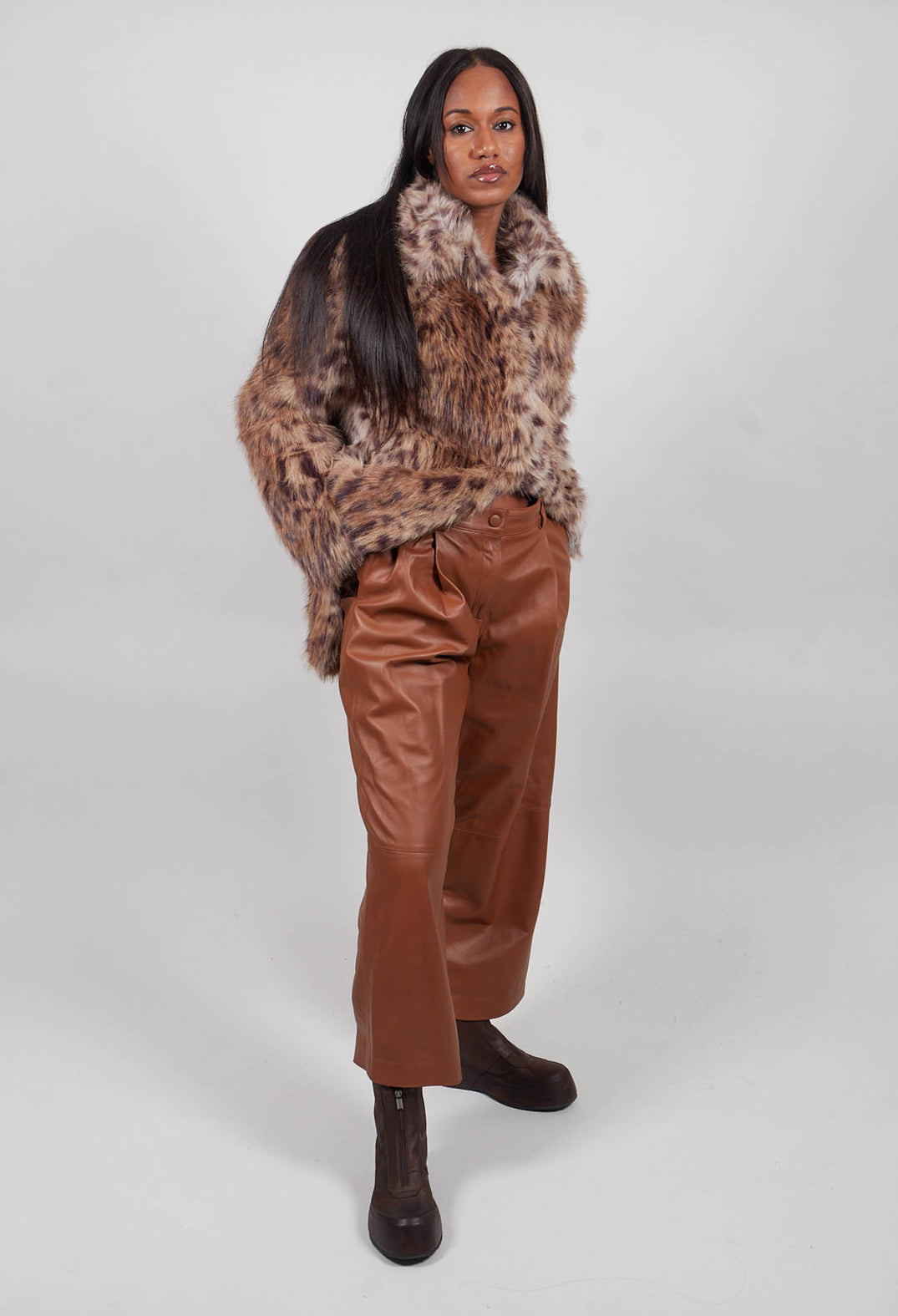 Maxim Leather Trousers in Natural Mahogany