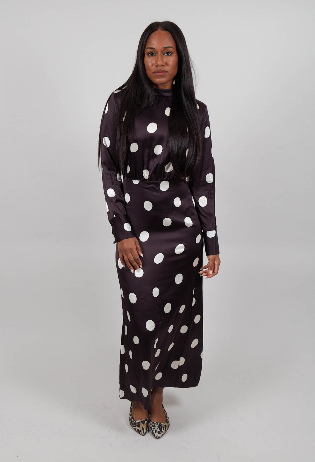 Loren Dress in Pois Grande Espresso