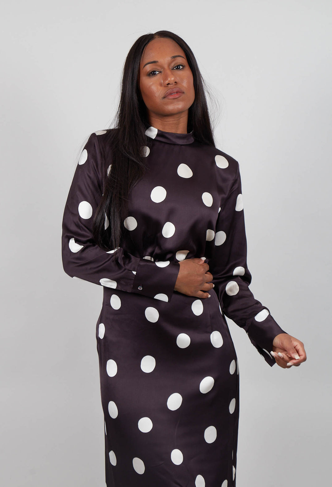 Loren Dress in Pois Grande Espresso