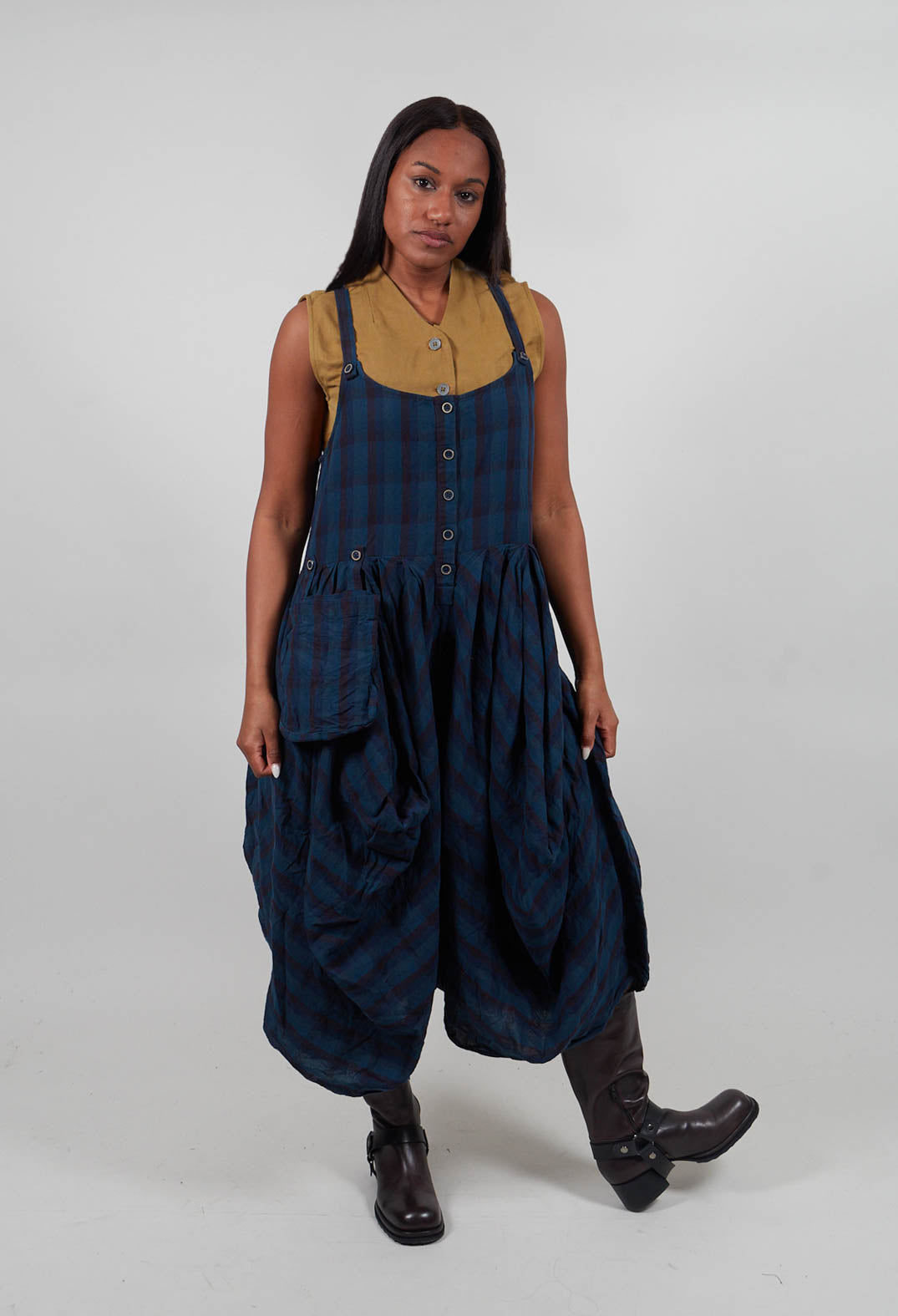 Kyra Jumpsuit in Blue Checked