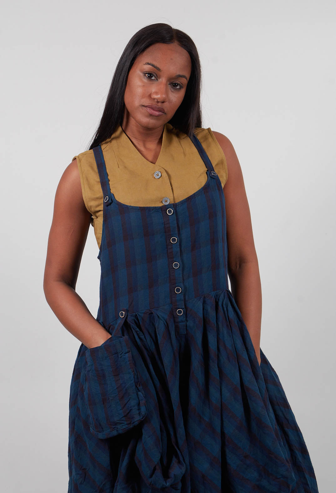 Kyra Jumpsuit in Blue Checked