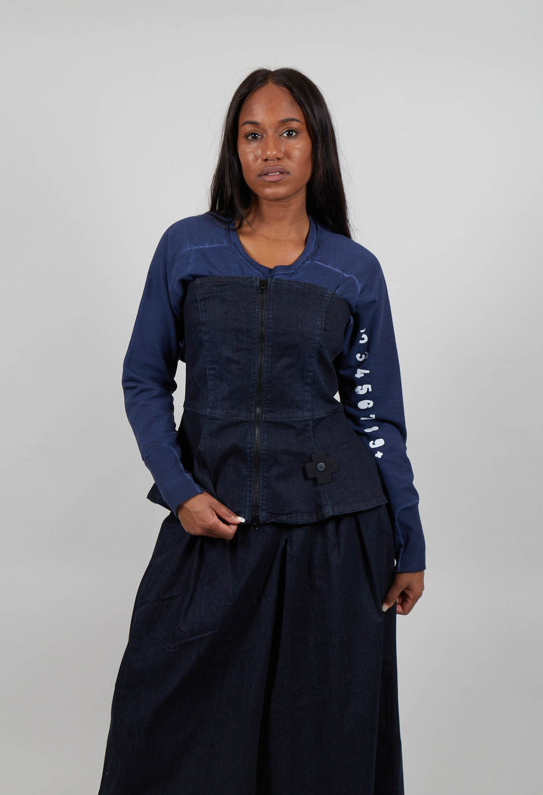 Blue Shape Denim Corset in Dark Blue