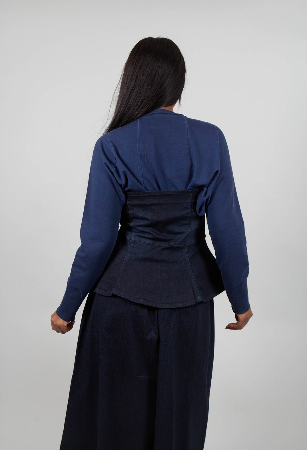Blue Shape Denim Corset in Dark Blue