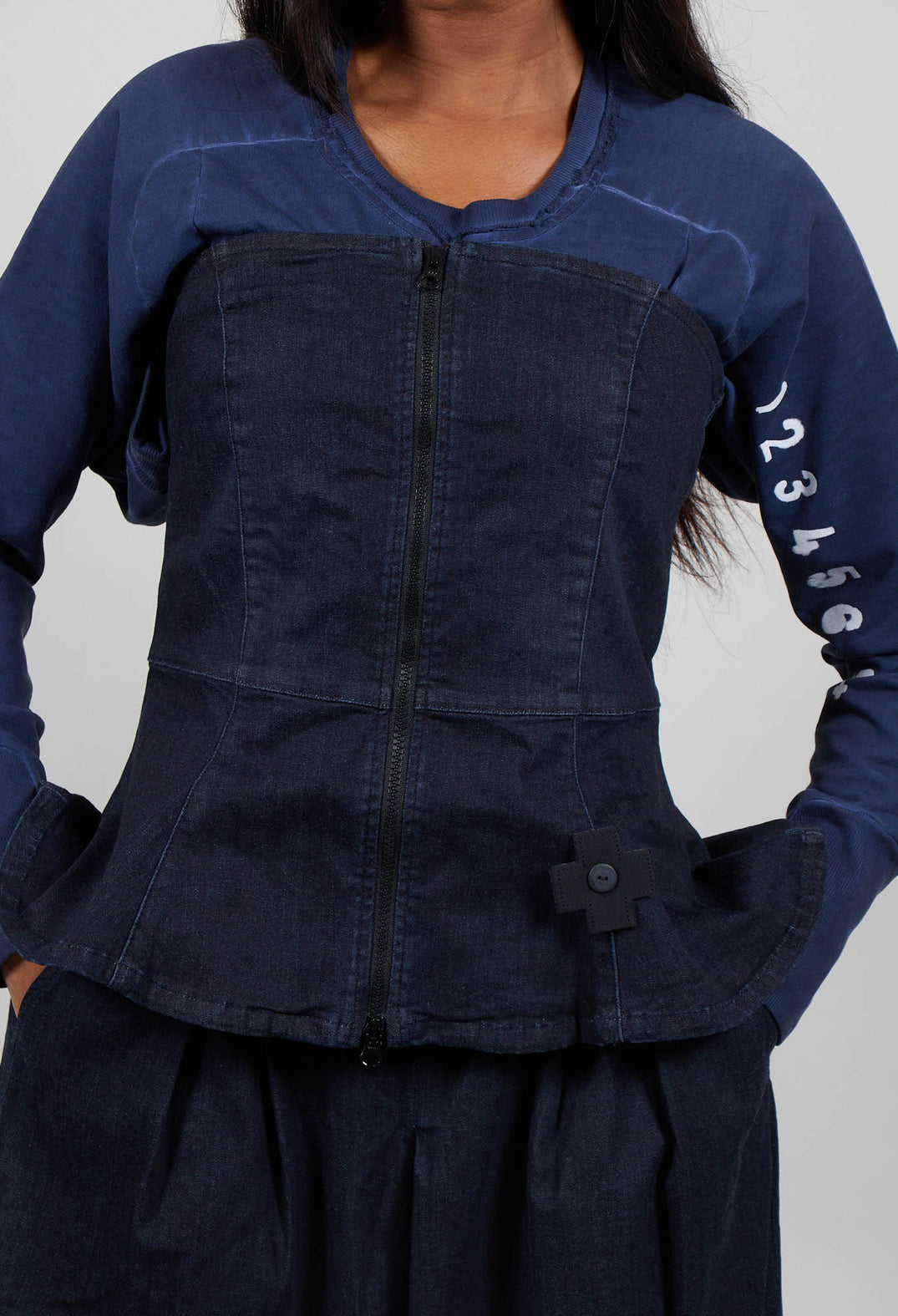 Blue Shape Denim Corset in Dark Blue