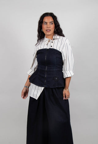 Blue Shape Denim Corset in Dark Blue