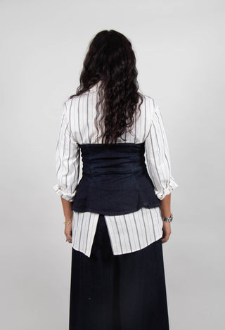 Blue Shape Denim Corset in Dark Blue