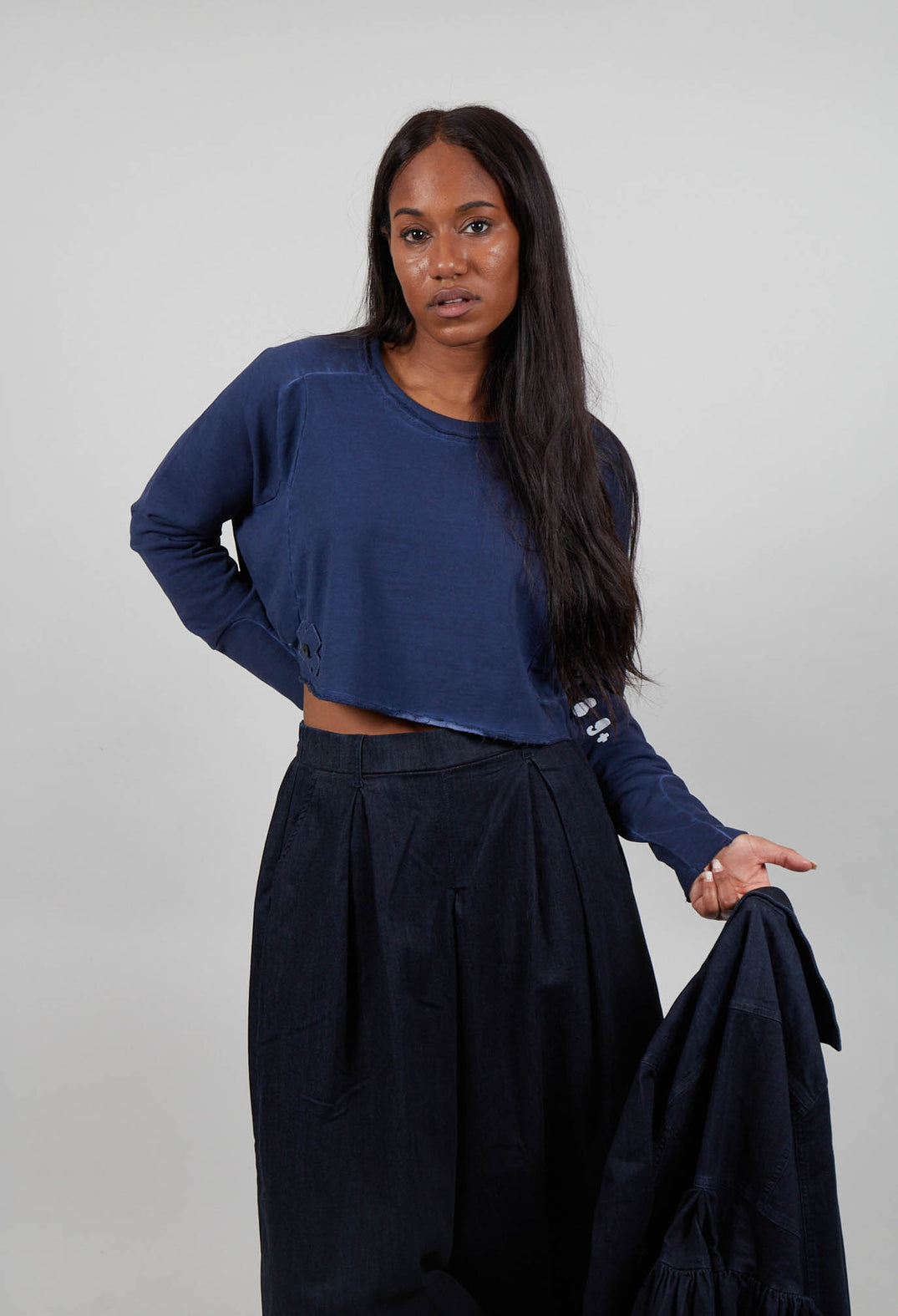 Short Short Sweatshirtshirt in Ocean Print