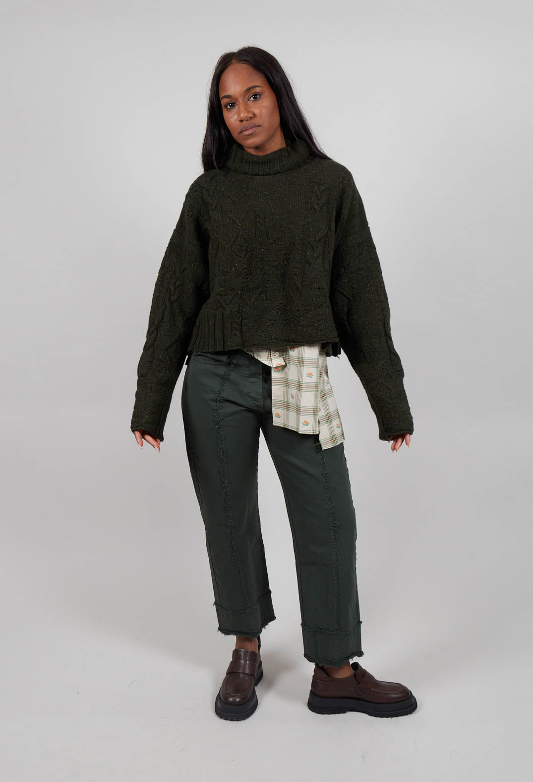 Cropped High Neck Jumper in Forest