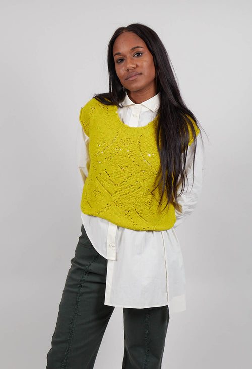Sleeveless Knitted Vest in Mustard