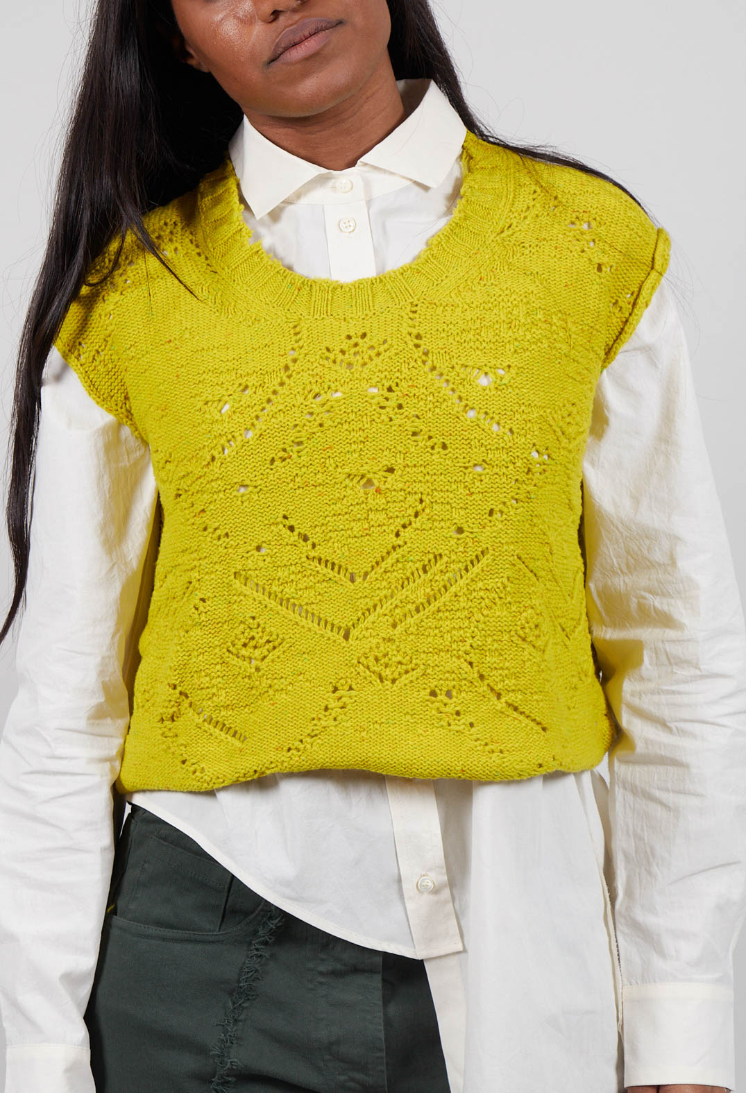 Sleeveless Knitted Vest in Mustard
