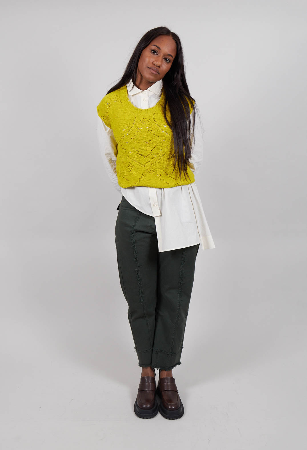 Sleeveless Knitted Vest in Mustard