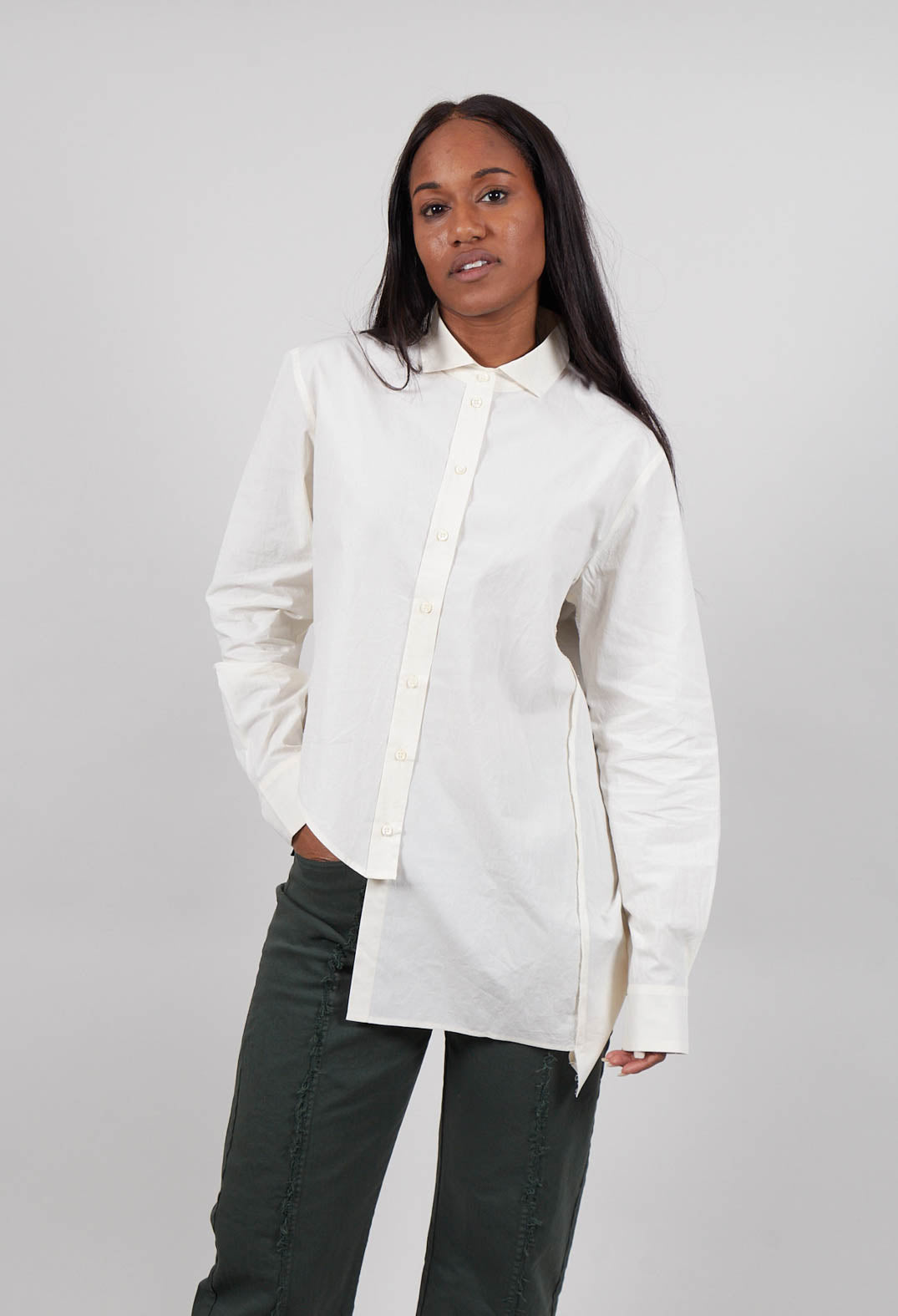 Asymetric Hem Shirt in Natural