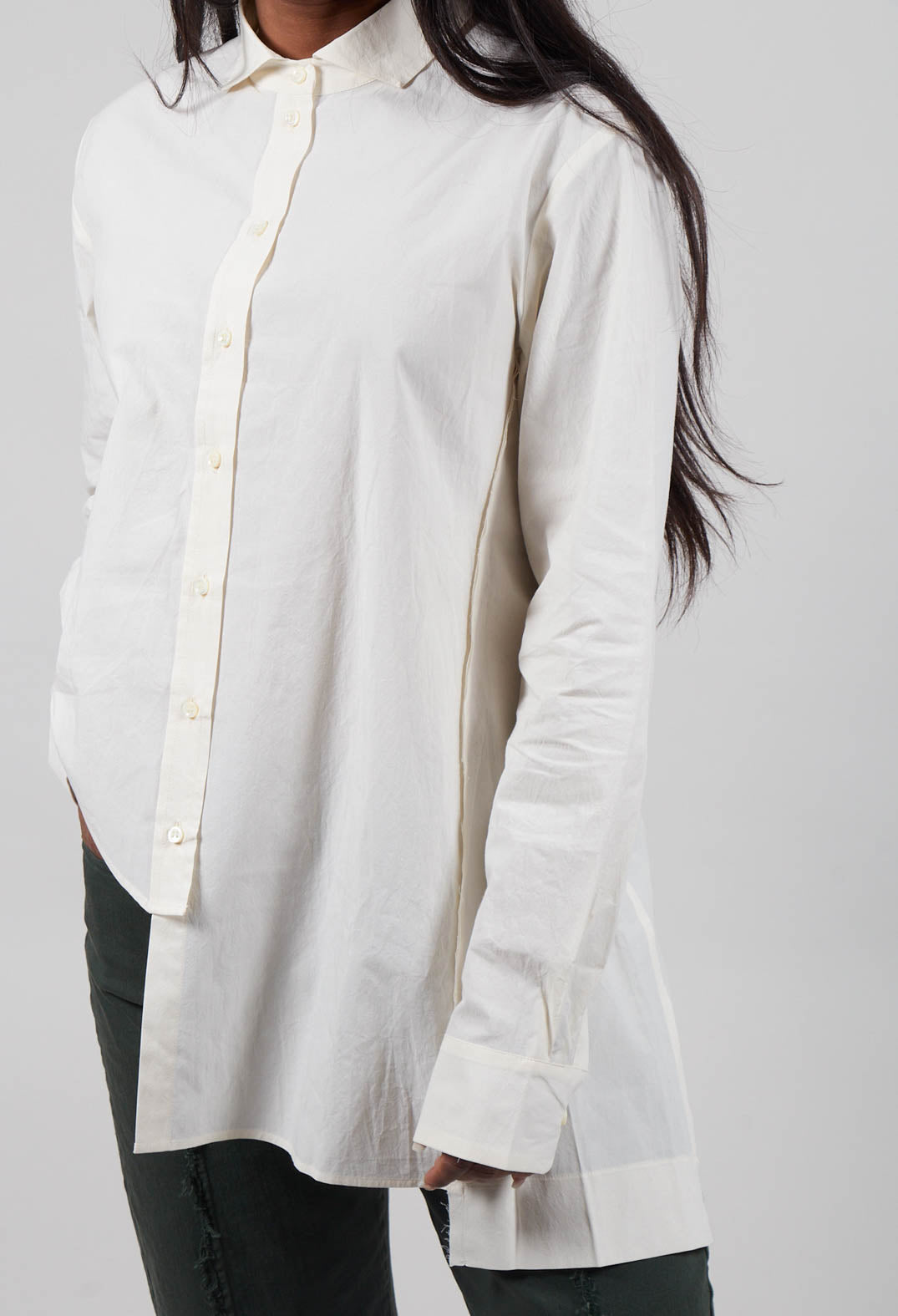 Asymetric Hem Shirt in Natural