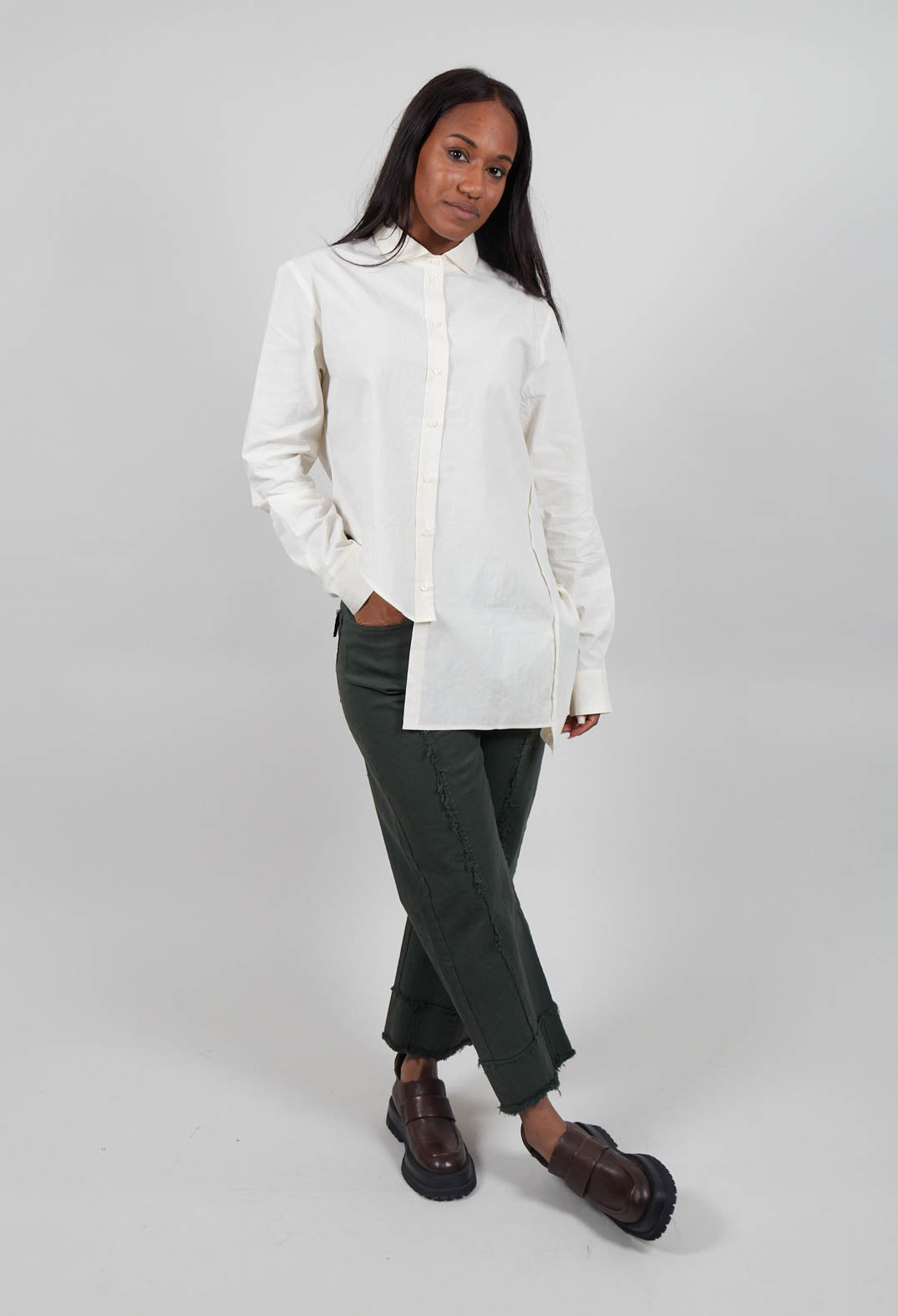Asymetric Hem Shirt in Natural