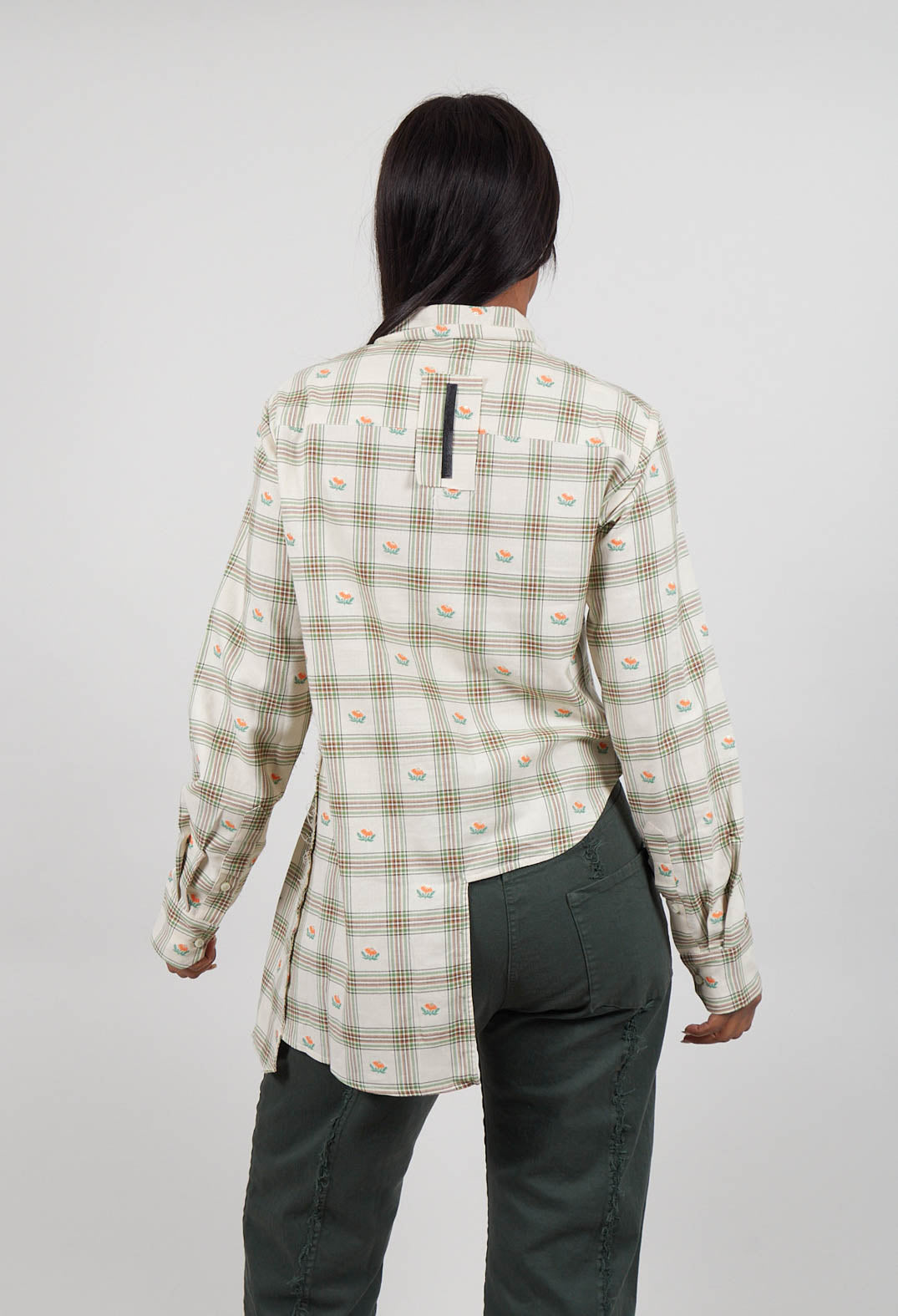 Asymetric Hem Shirt in Floral Plaid