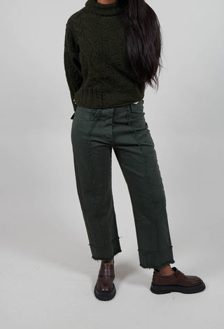 Straight Leg Denim Trousers in Forest