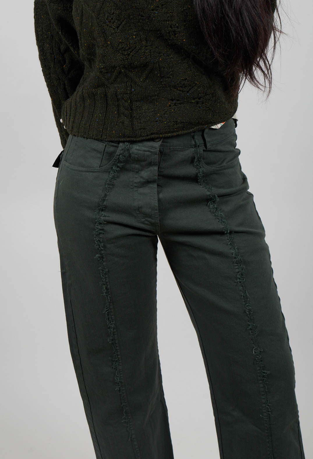 Straight Leg Denim Trousers in Forest