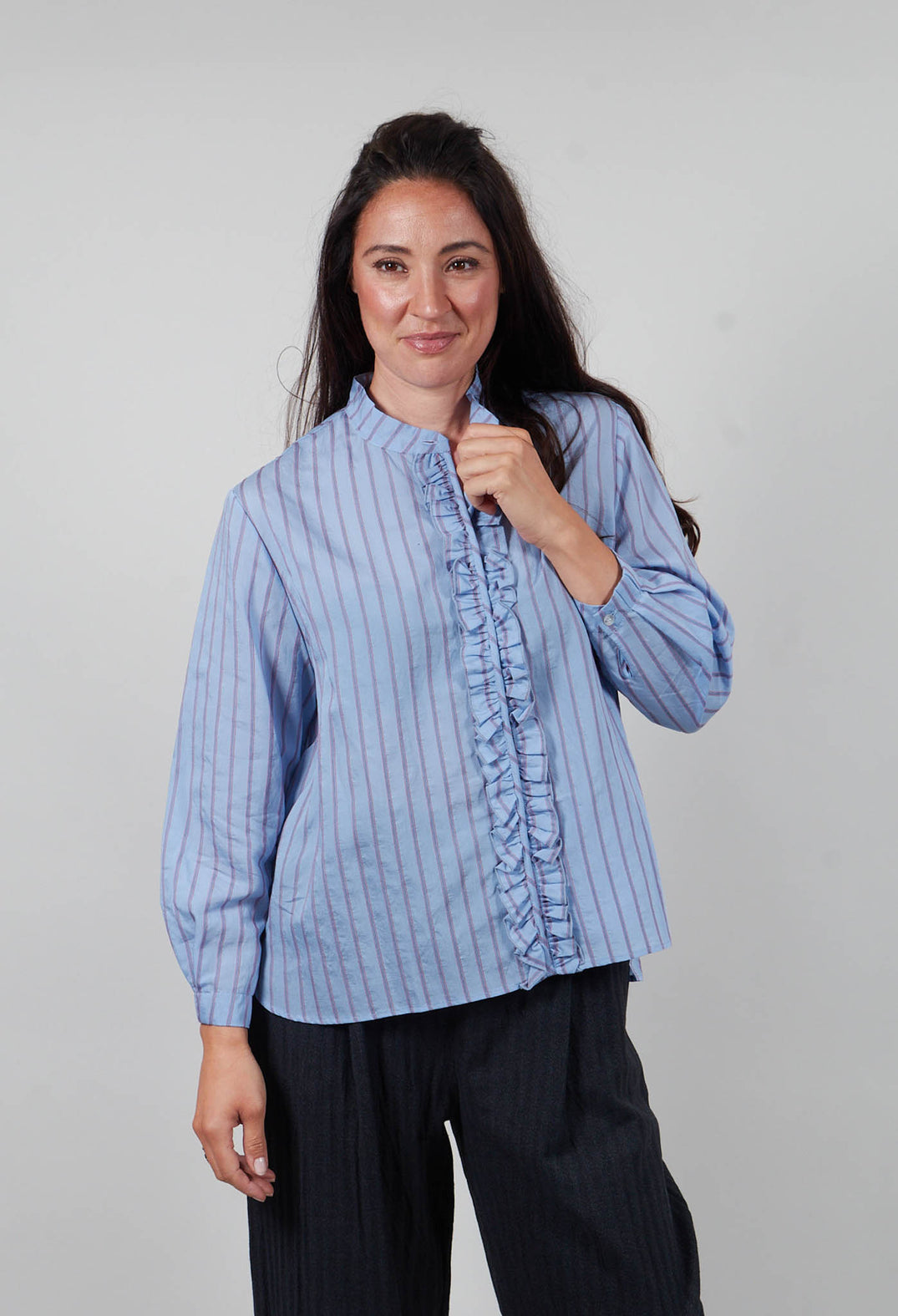 Amelia L Shirt in Azzurro Stripe