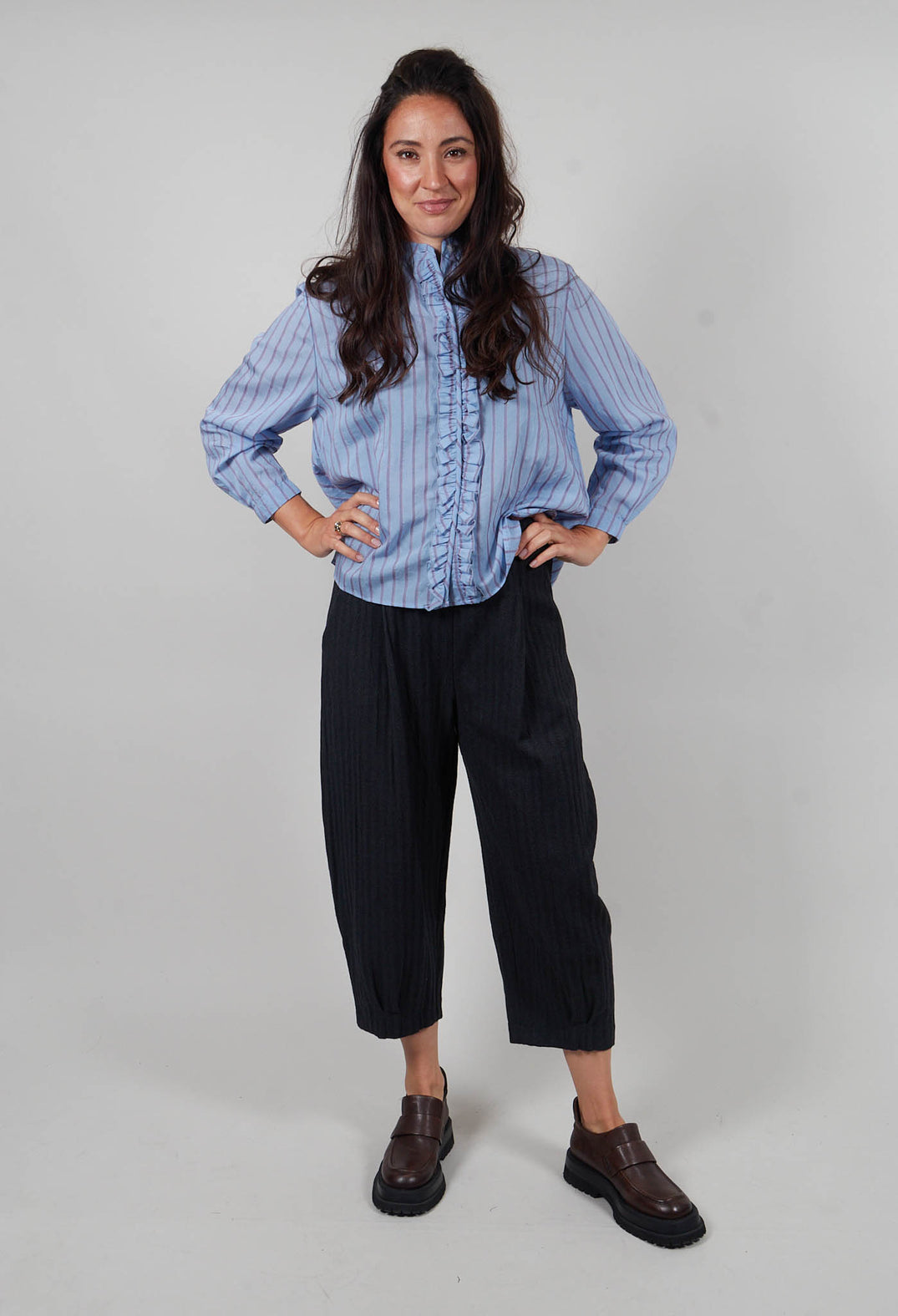 Amelia L Shirt in Azzurro Stripe