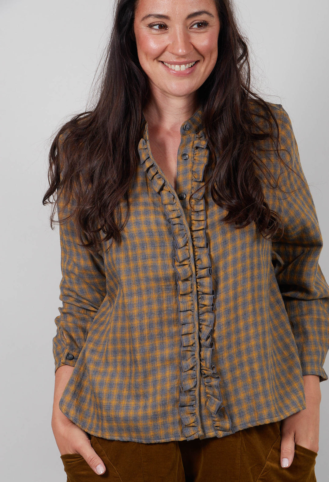 Amelia S Shirt in Caramello Check