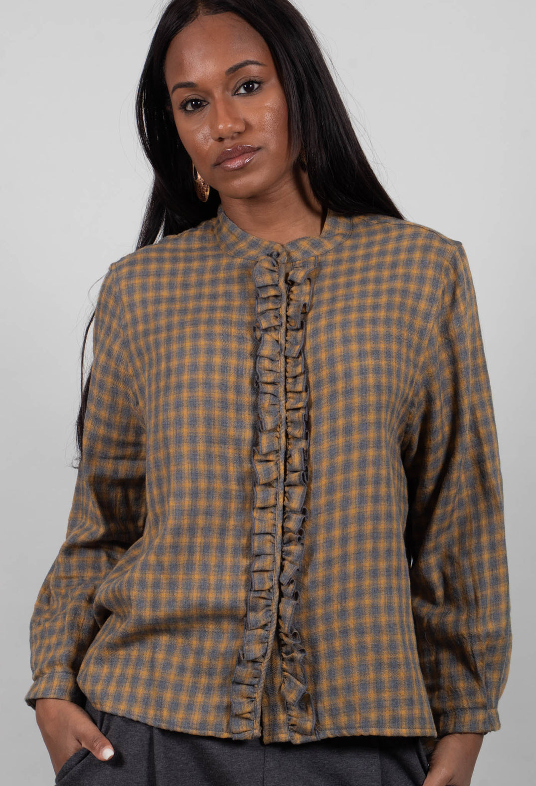 Amelia S Shirt in Caramello Check