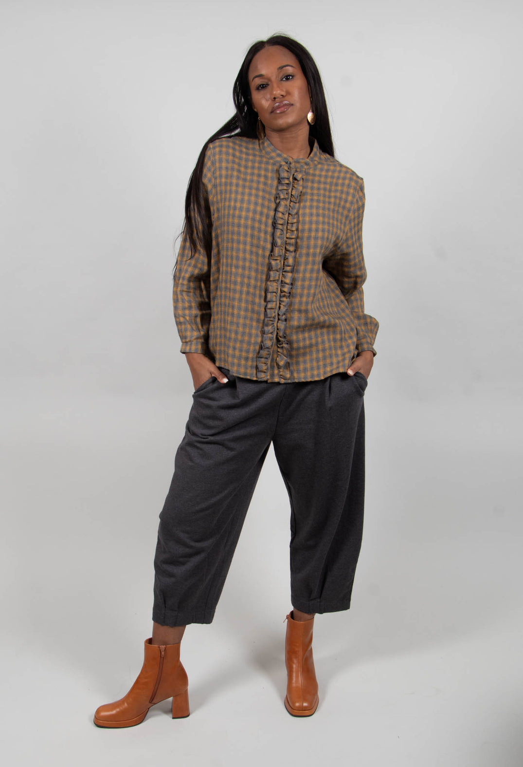 Amelia S Shirt in Caramello Check