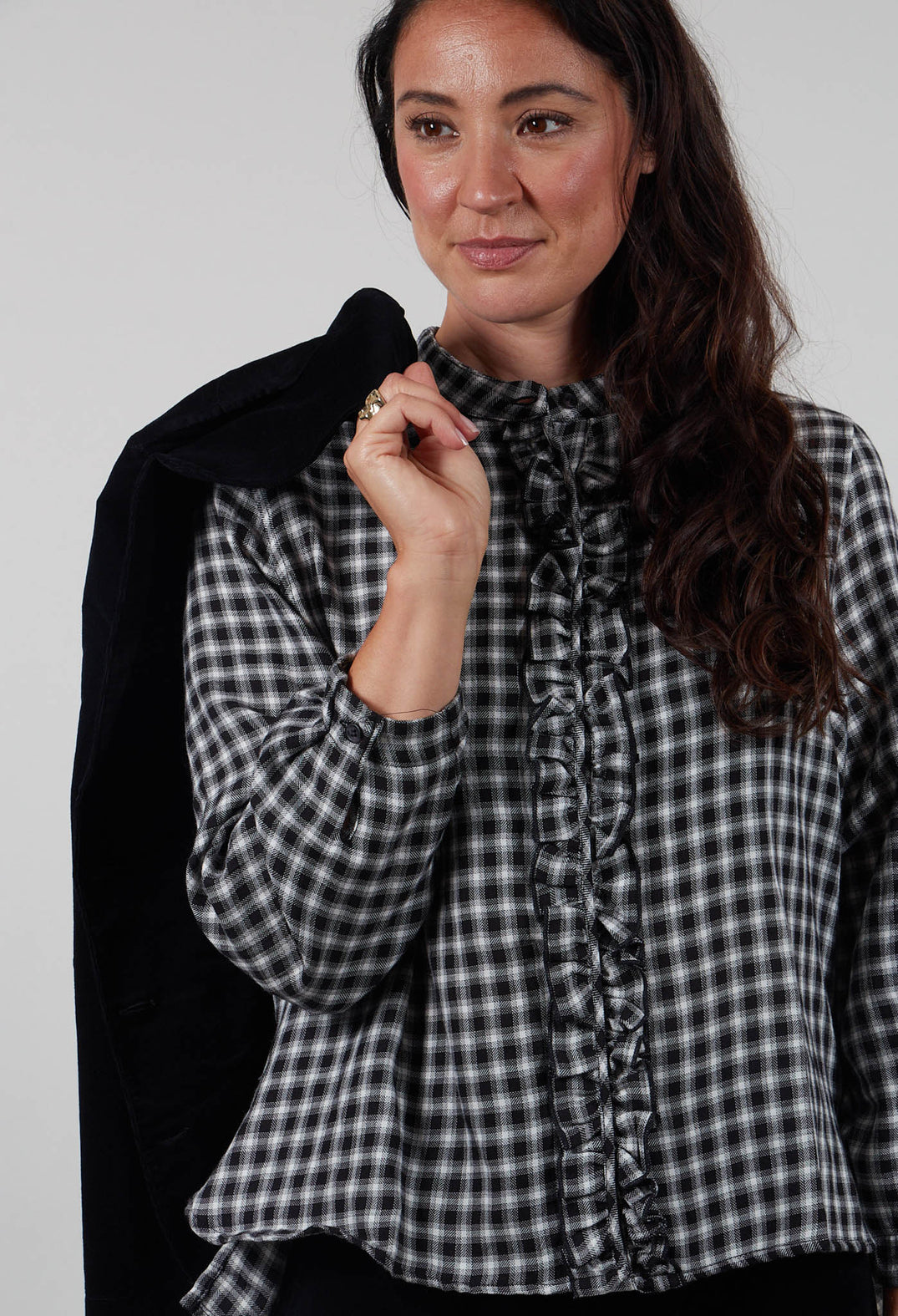 Amelia S Shirt in Nero Check