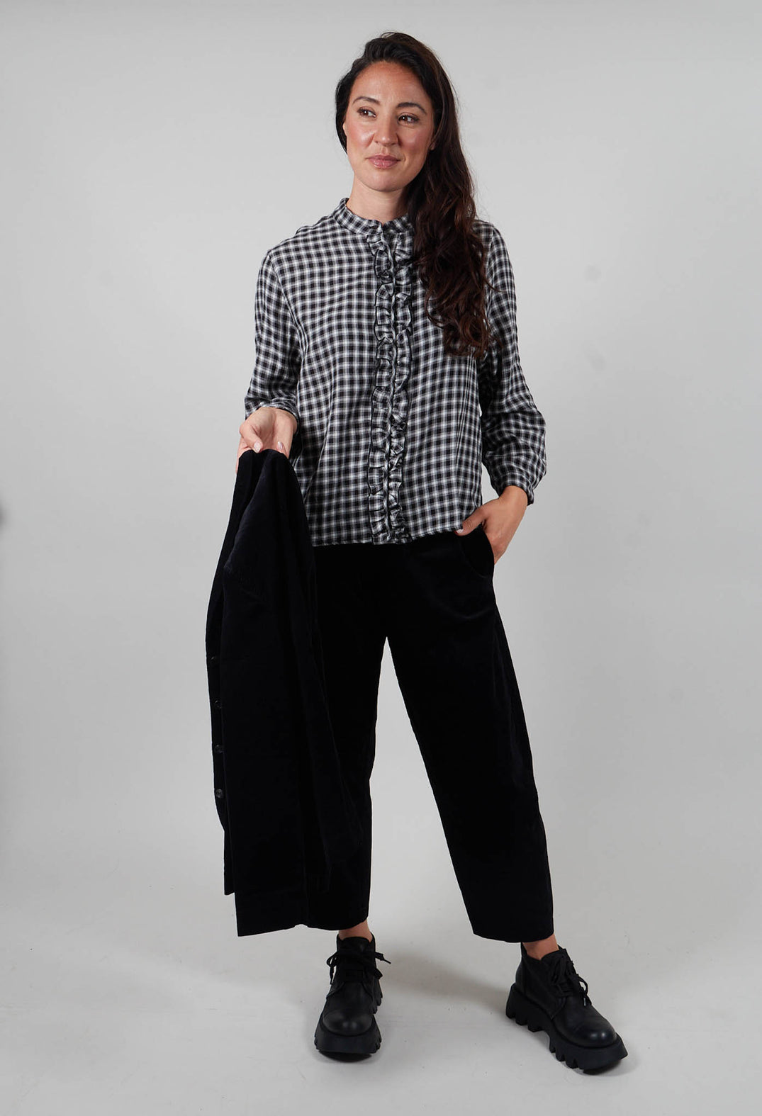 Amelia S Shirt in Nero Check
