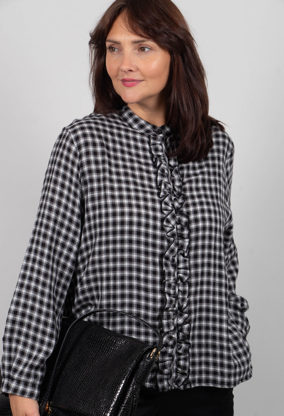 Amelia S Shirt in Nero Check