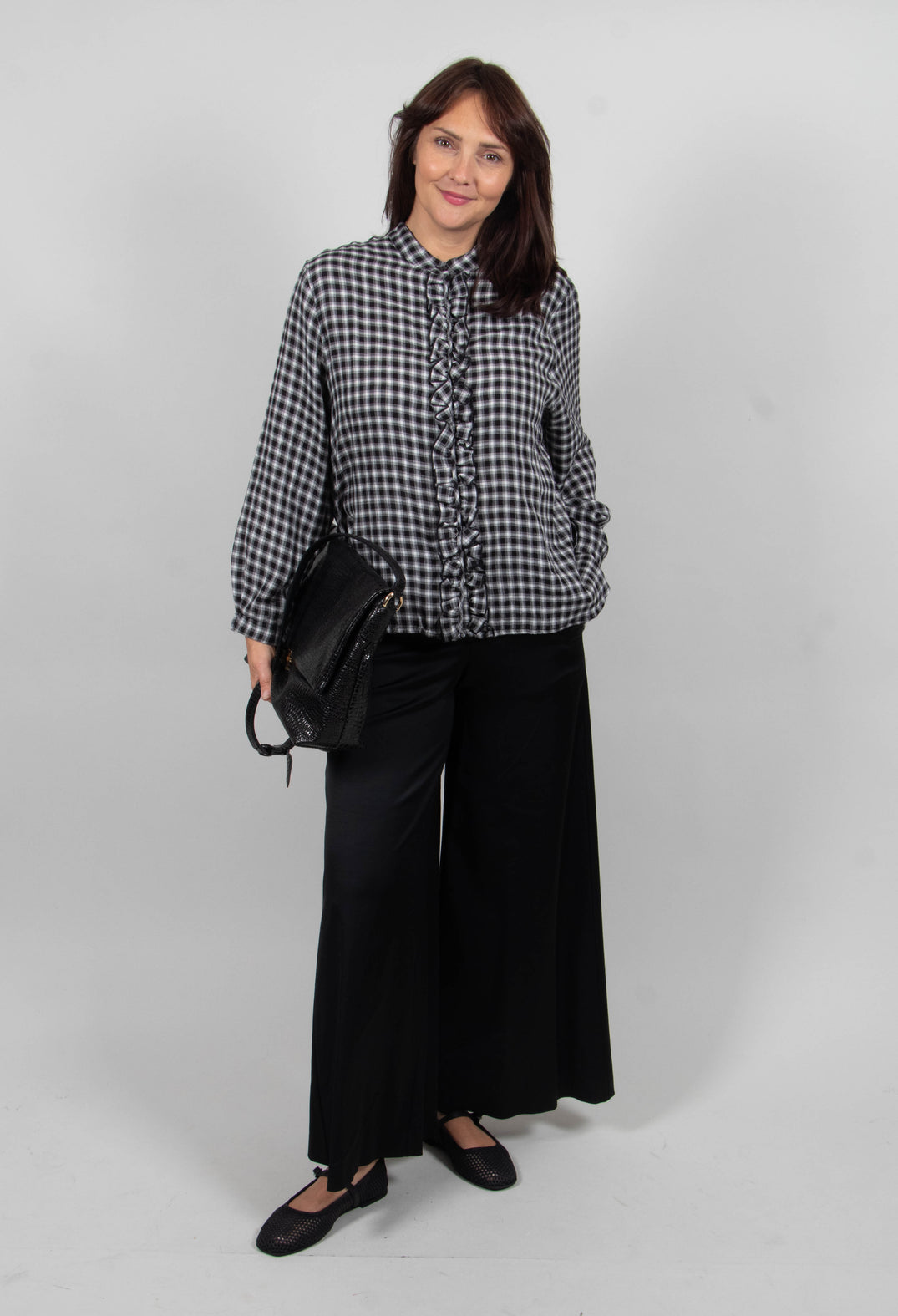 Amelia S Shirt in Nero Check