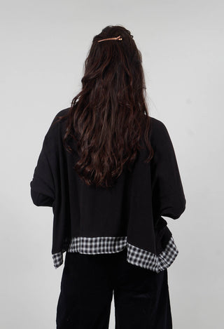 Bamboo Jumper with Check Trim in Nero