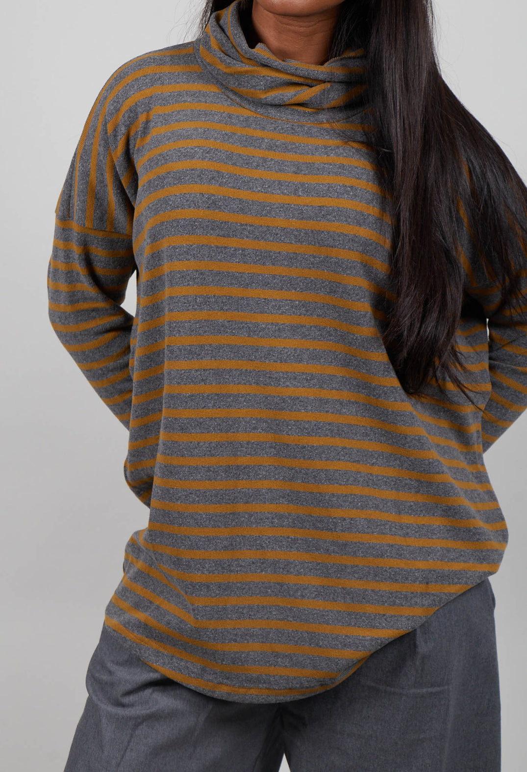 Bill Riga Jumper in Grigio Wide Stripe